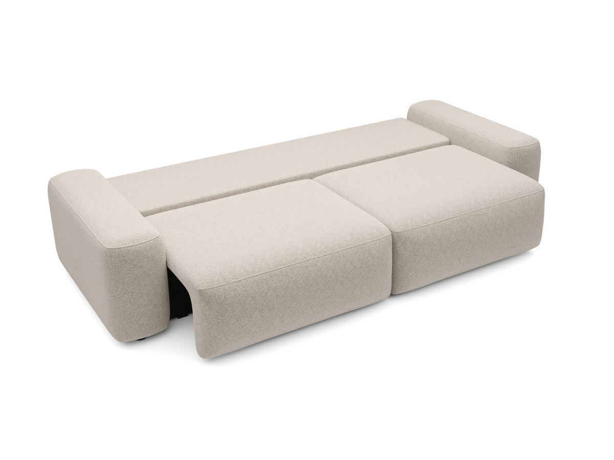 BETTSOFA RUOTA Creme Chenille-Stoff mit Schlaffunktion - Creme, Textil (105/87/257cm) - MASSENO