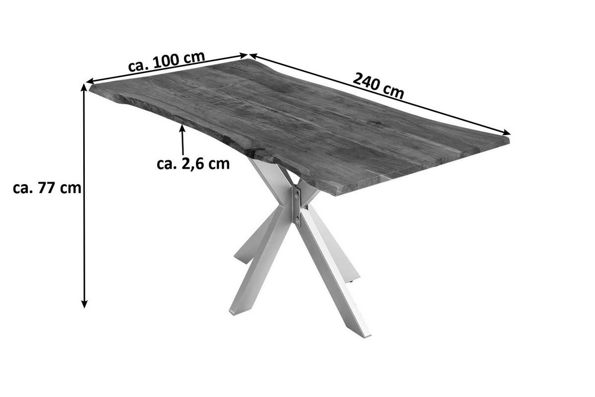 ESSTISCH HELENE - Silberfarben/Braun, Holz/Metall (100/240/77cm) - SAM