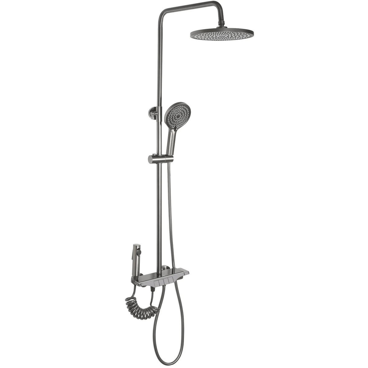 DUSCHGARNITUR Rea Savio Led Titanium - Titanfarben, Metall (28/120/13cm) - REA