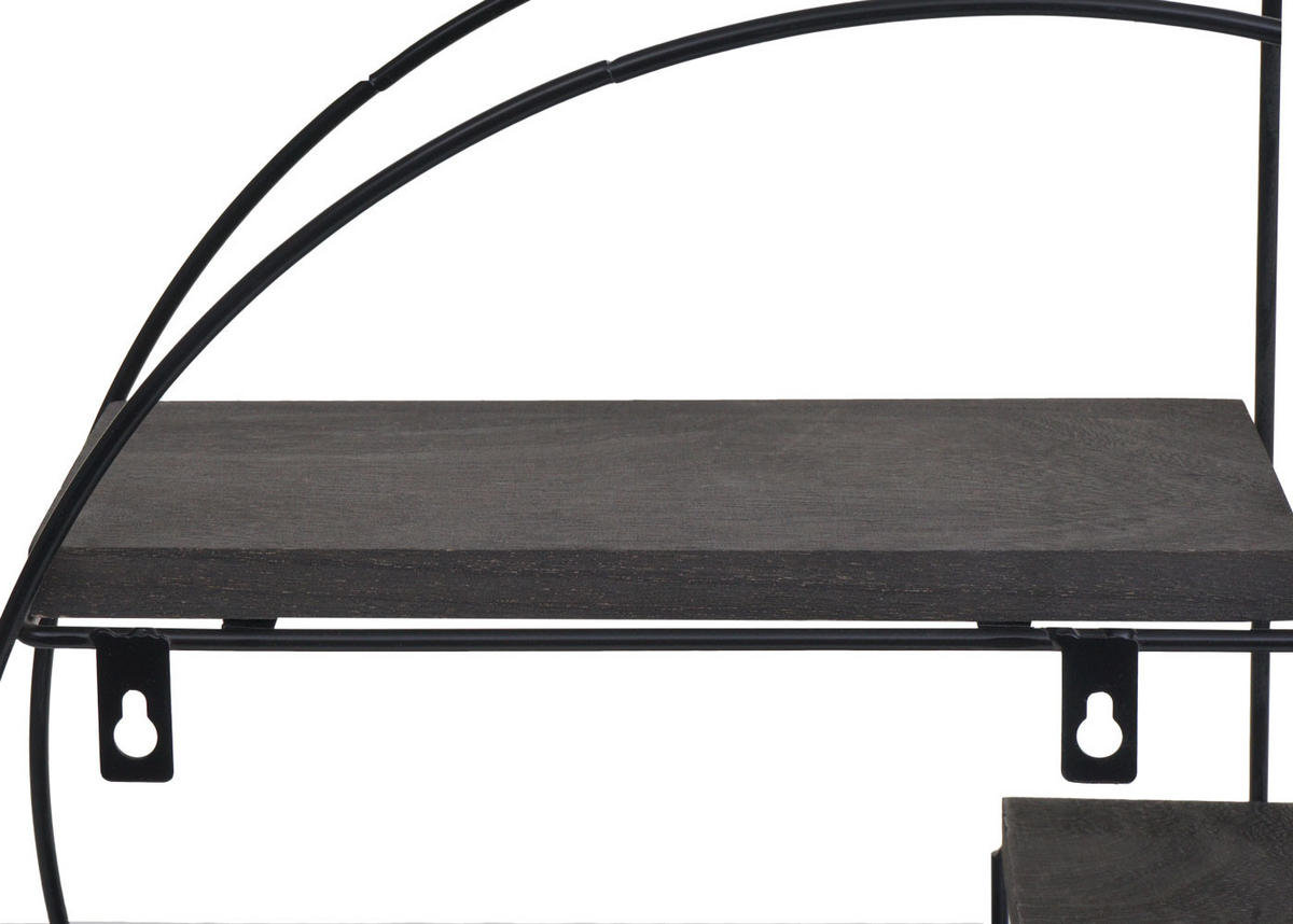 WANDREGAL rund 45x45x11cm 4 Regalböden Metall Massiv-Holz Industrial Dunkelgrau - Grau, Holz (45/45/11cm) - BERLINLODGE