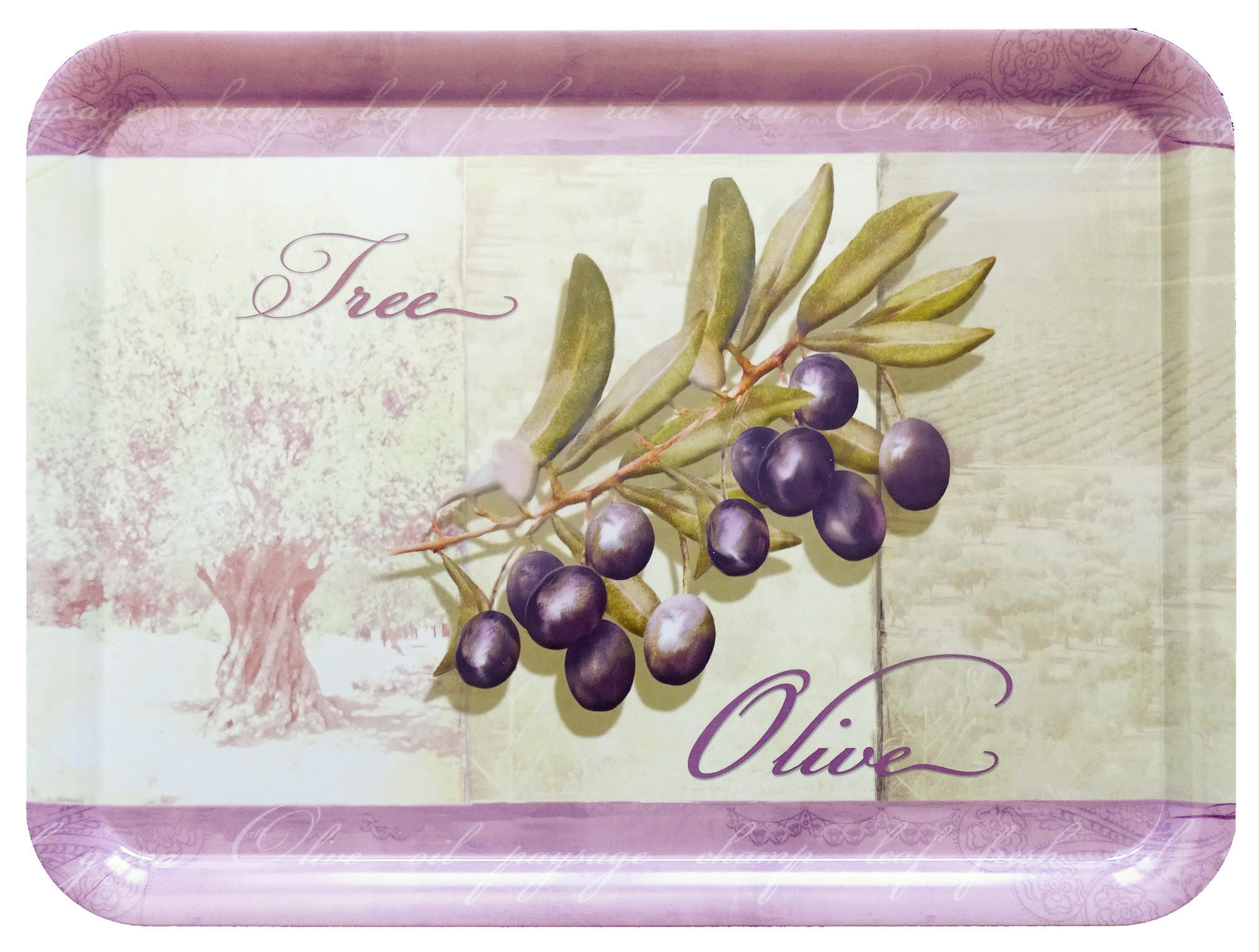 TABLETT Olivenbaum, rechteckige Melamin Serviertablett 50x37 cm - Grün, Kunststoff (37/2/50cm) - Lashuma