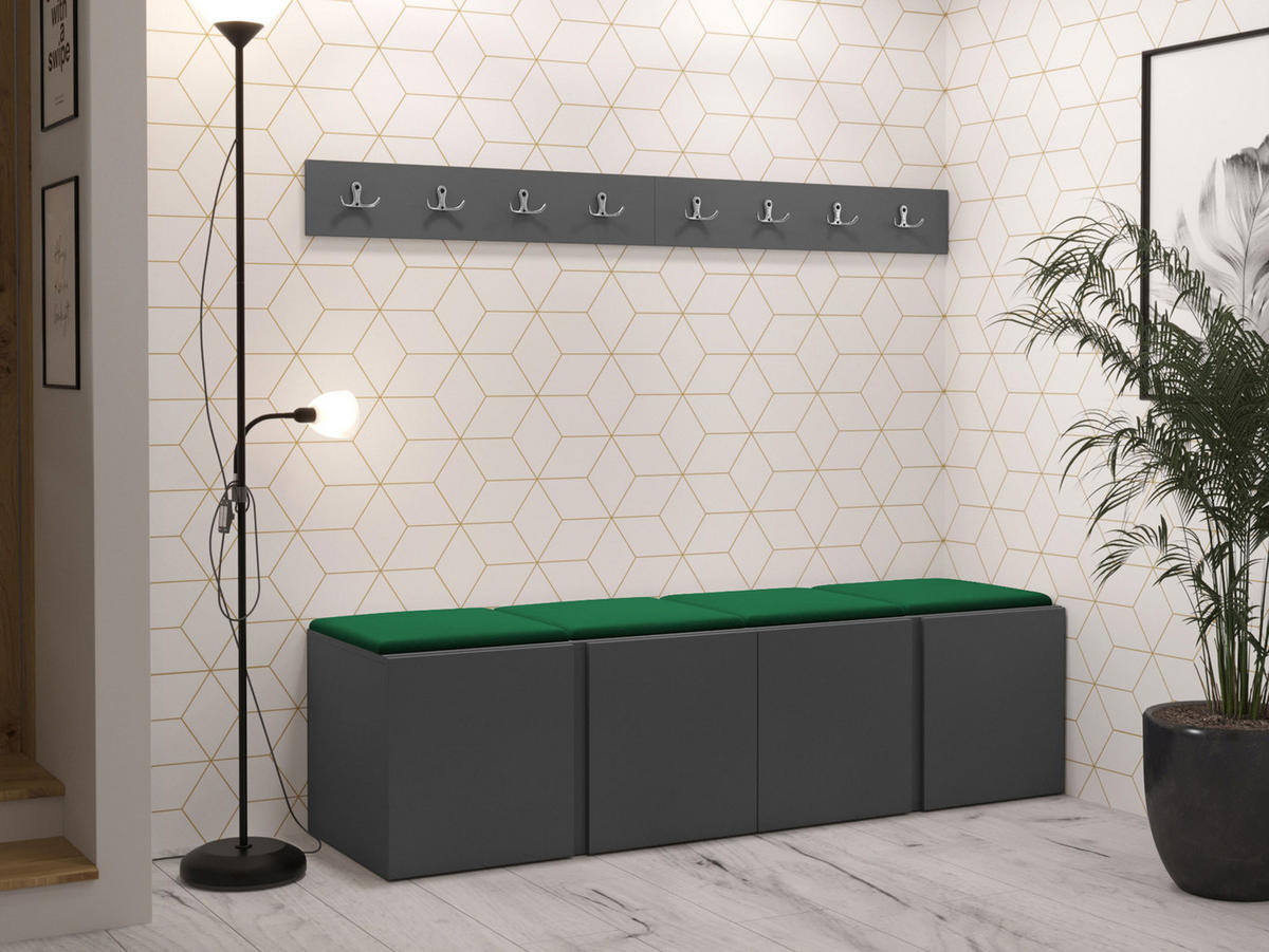 GARDEROBEN-SET Orion VII - Graphitfarben/Grün, Holzwerkstoff/Kunststoff (168/42/46cm) - MIRJAN24