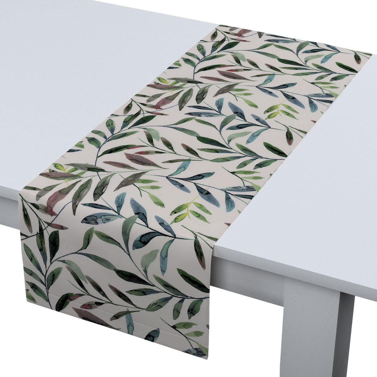 TISCHLÄUFER Eden, weiß und grün, 40x130 cm - Weiß, Textil (40/130cm) - Dekoria