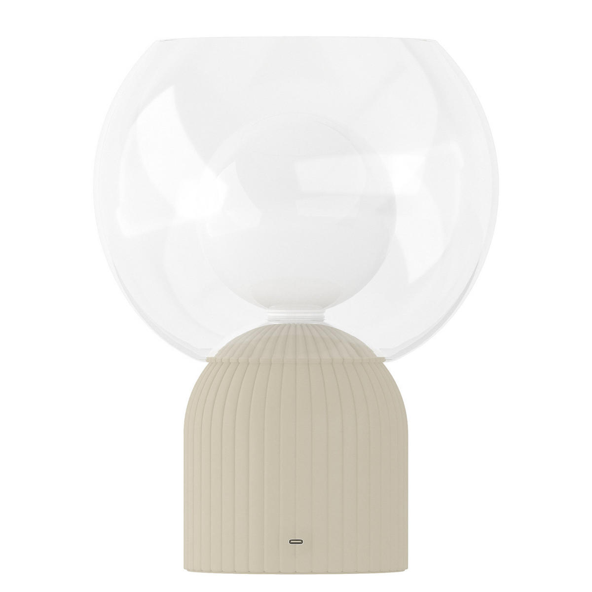 AKKU-TISCHLEUCHTE - Glas / Eisen - Beige, Glas/Metall (20/20/26cm) - home24