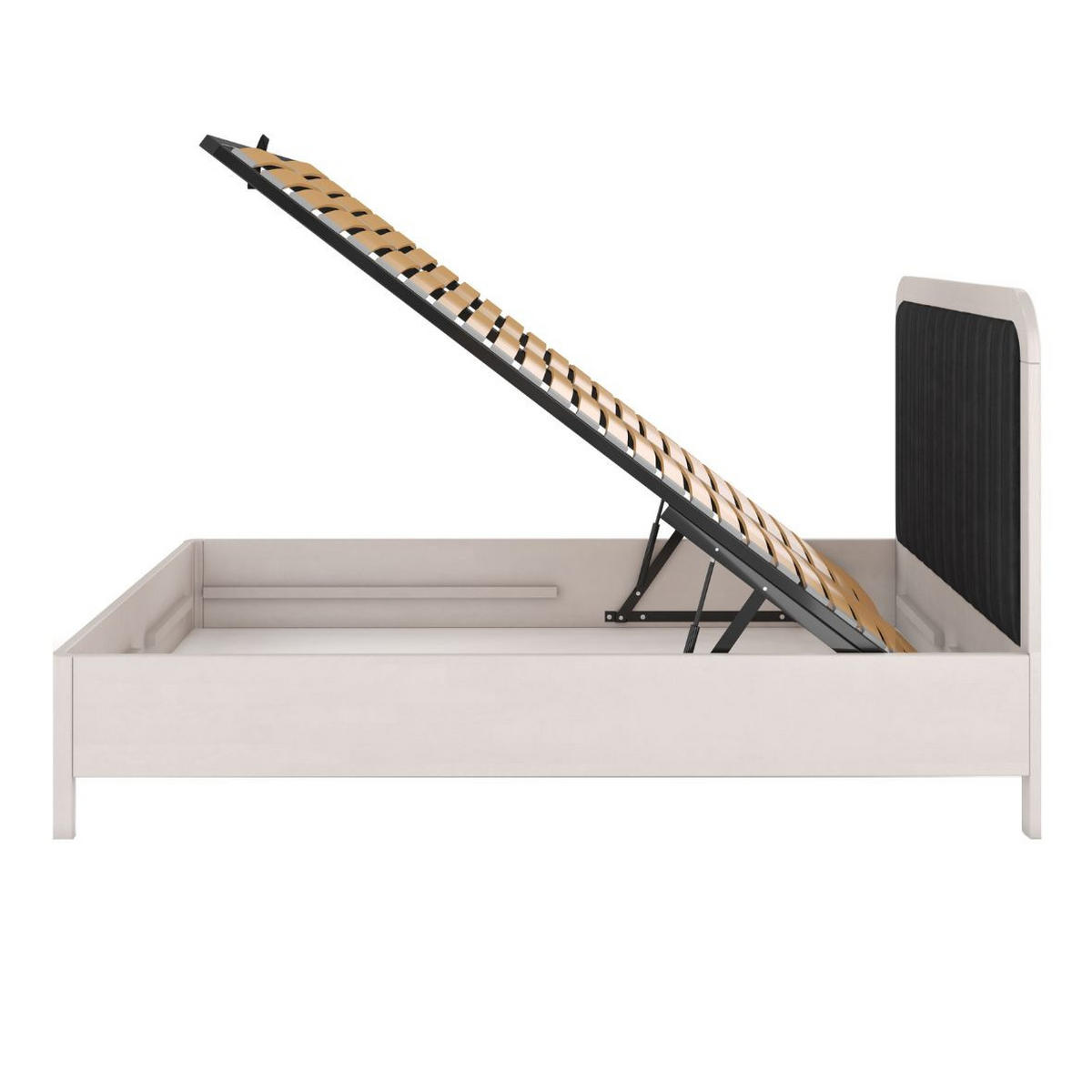 MASSIVHOLZBETT Modena mit Lattenrost und Bettkasten, Buche - lackiert, Weiß/Schwarz, 160x200 - Schwarz/Weiß, Holz/Buchenholz (160/200cm) - Visby