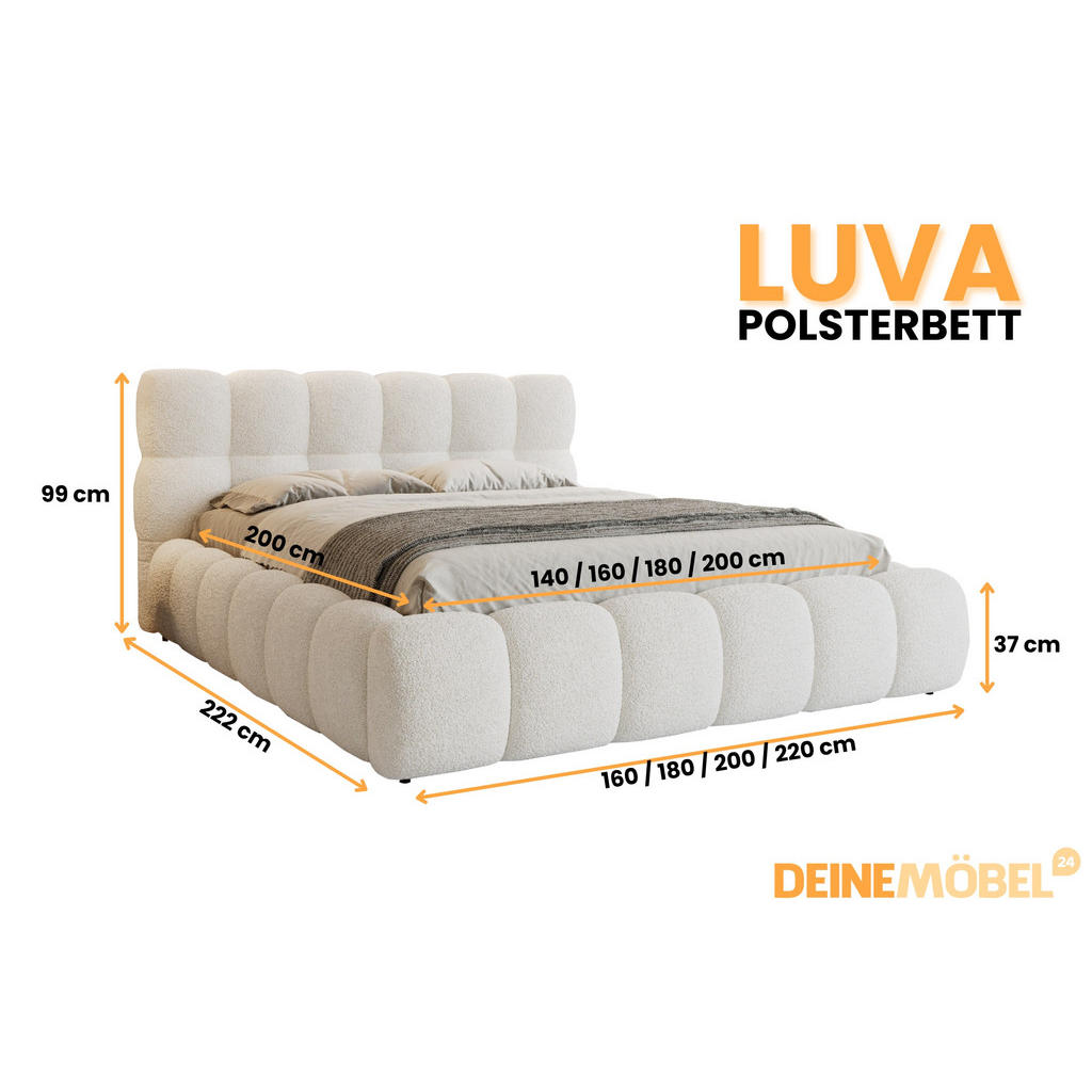 Thumbnail - Deine Möbel 24 Polsterbett, Weiß, Holzwerkstoff, Holz, Textil, 160x200 cm, Schlafzimmer, Betten, Polsterbetten