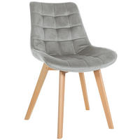 STUHL Samt grau - Eukalyptusholzfarben/Grau, Holz/Textil (54/84/63cm) - CLP