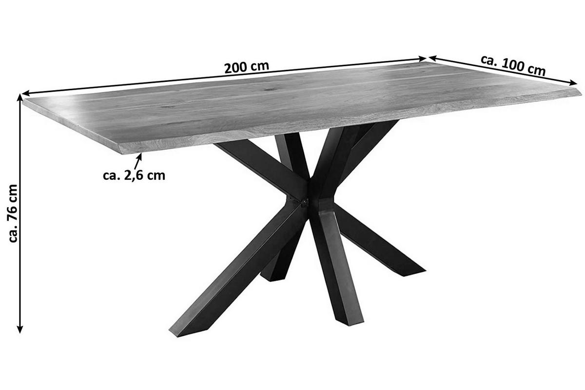 ESSTISCH SPYRO - Beige/Schwarz, Holz/Metall (100/200/76cm) - SAM