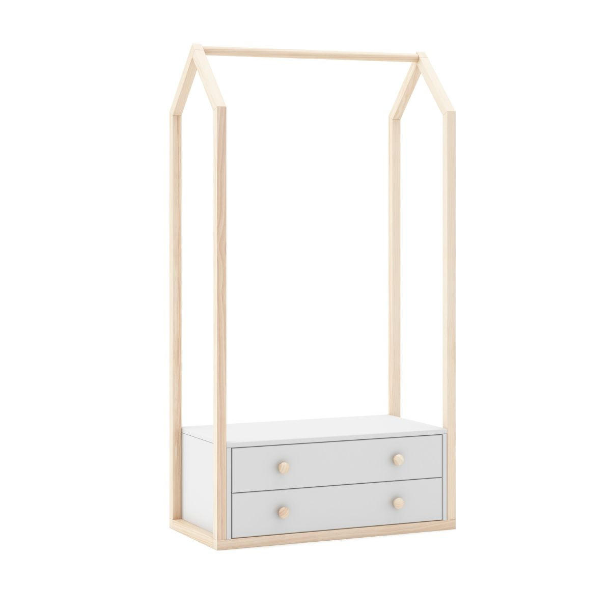 KLEIDERSCHRANK mit 2 Schubladen L80 cm - Esteban - Weiß, Holzwerkstoff (40/170/80cm) - Calicosy