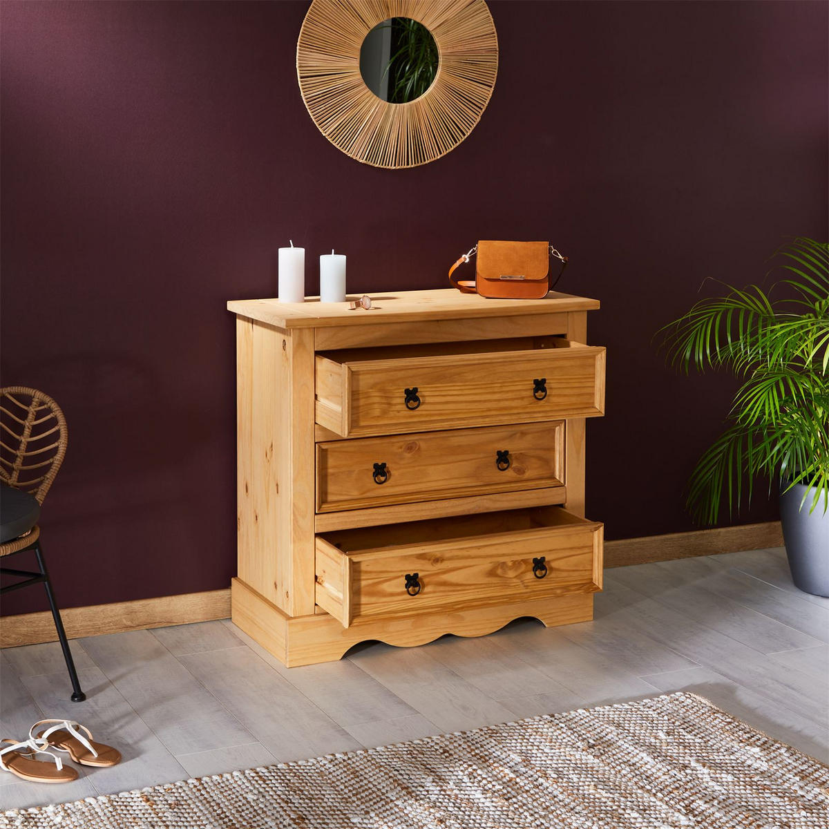 KOMMODE TEQUILA - Braun, Holz (88/86/44cm) - IDIMEX