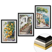 WANDBILDER 3er-Set - 40x60 cm Schwarzer Rahmen - Zitronen, Blumen, Meerblick - Schwarz, Kunststoff (40/60cm) - ArtPrintCave