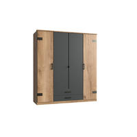 KLEIDERSCHRANK Cork in Plankeneiche mit Grafit 180x199x58 cm (BxHxT) – Drehtürenschrank ohne Spiegel in Breite 180cm - Braun/Grau, Holzwerkstoff (120/200/80cm)