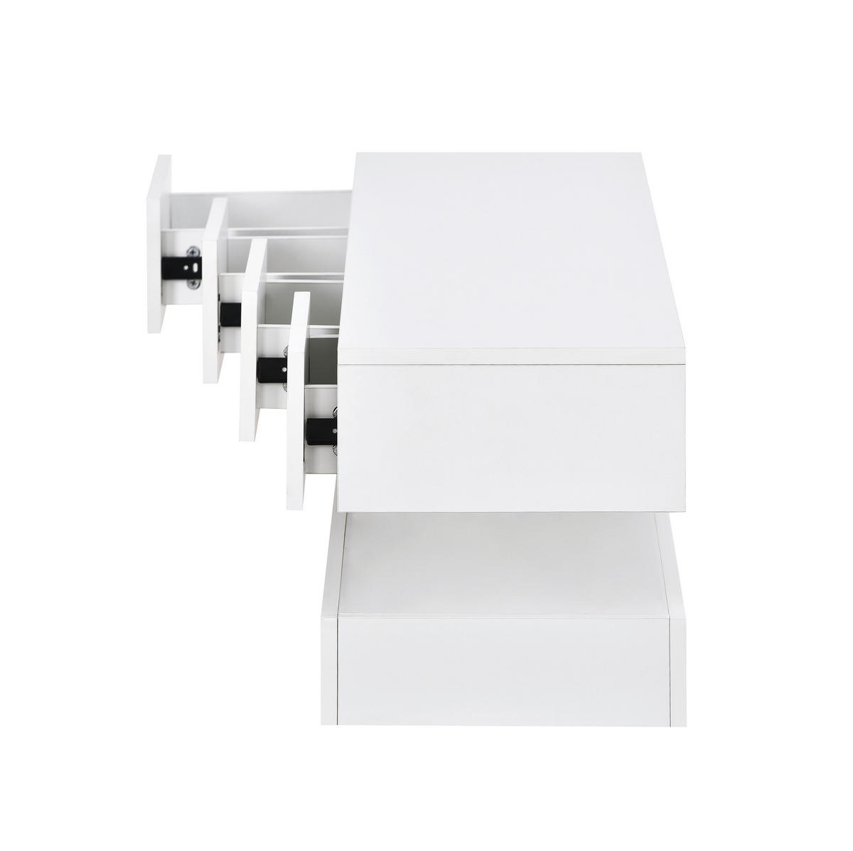LOWBOARD 130/33/25 cm aus MDF mit LED-Beleuchtung und 4 Schubladen Weiß - Weiß, Holzwerkstoff (130/15/33cm) - Modenvie