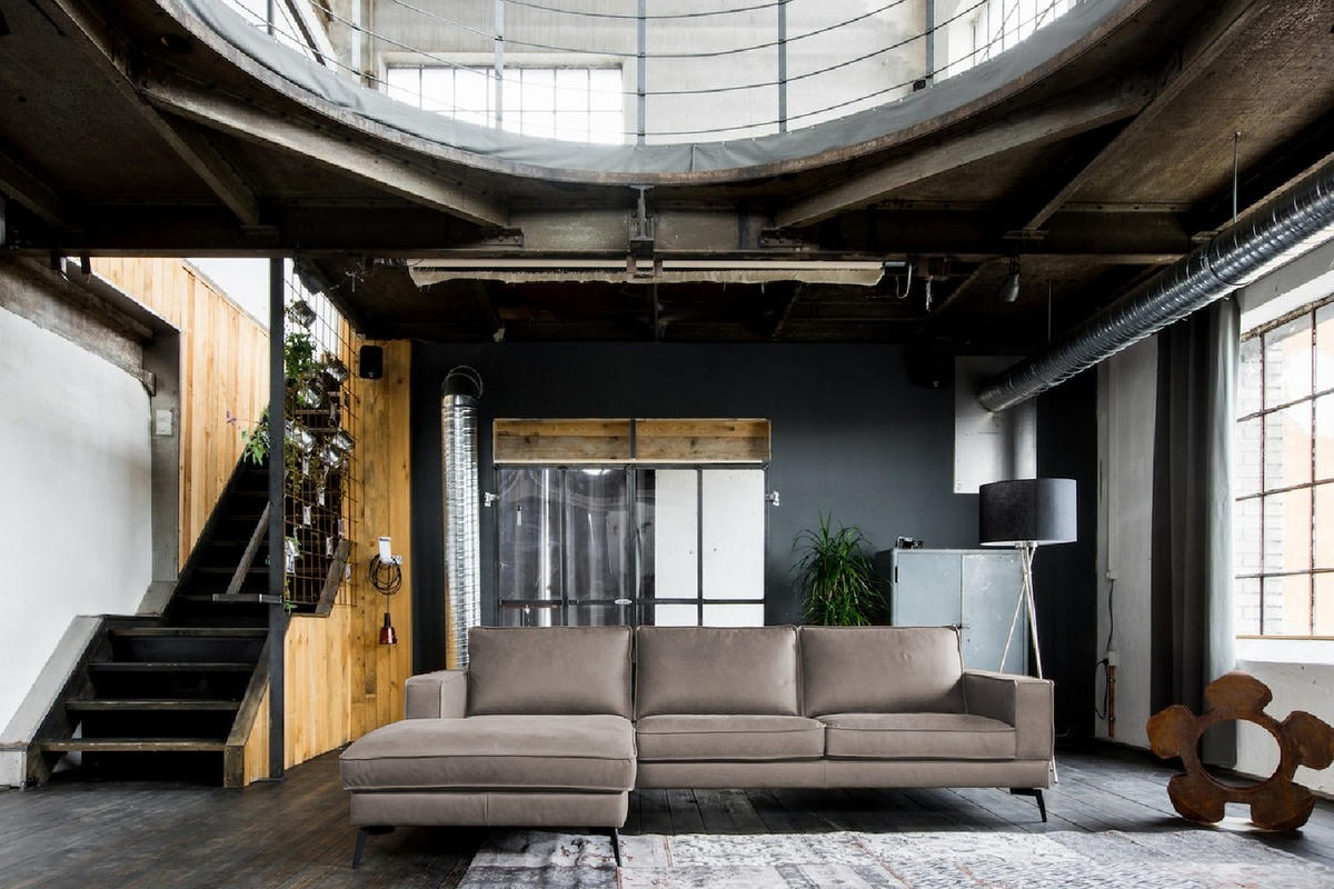 ECKSOFA BLOOM Hellgrau Leder - Hellgrau/Schwarz, Leder/Metall (276/177cm) - KAWOLA