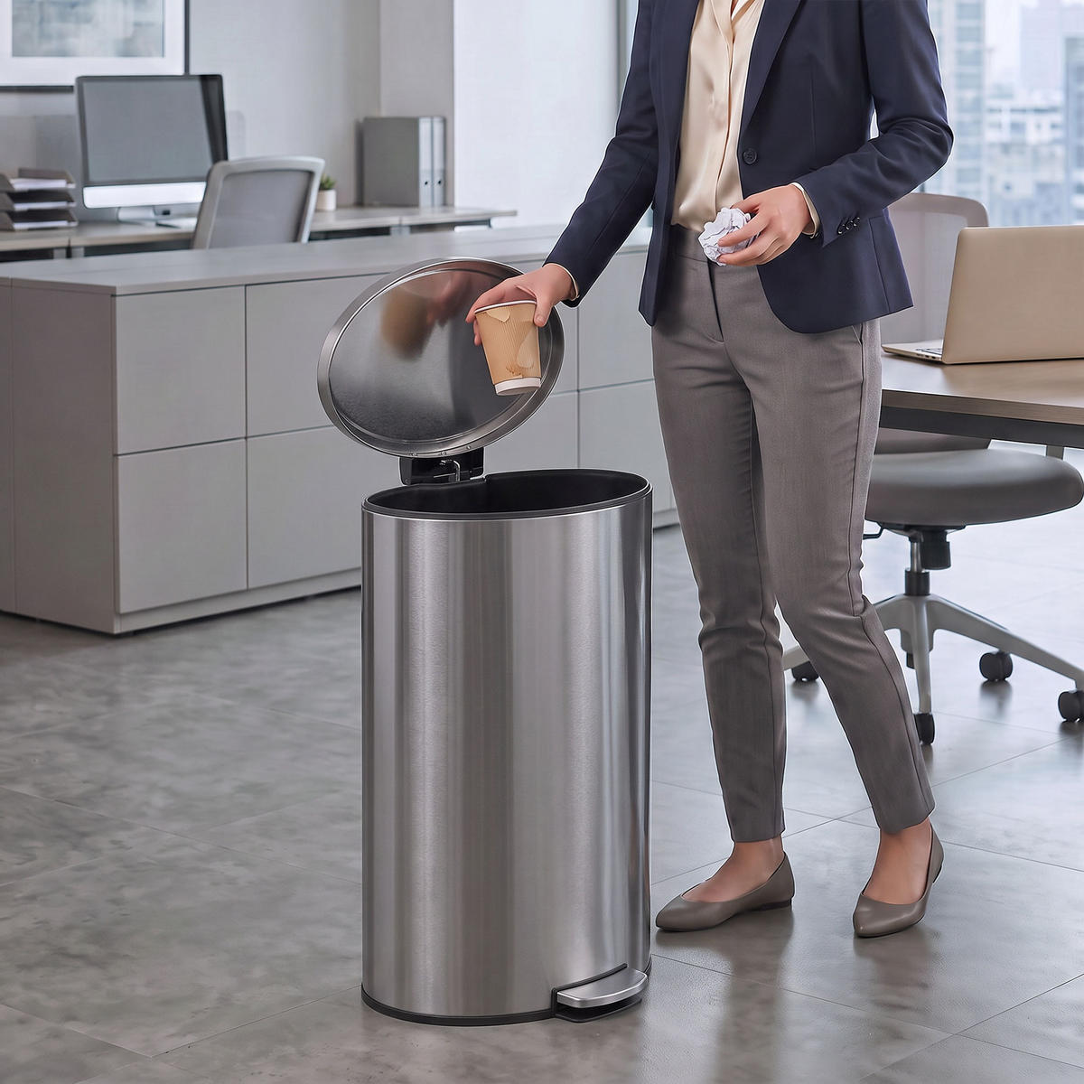 KÜCHENMÜLLEIMER ABS Edelstahl 410 Silber - Silberfarben, Metall (34.5/64.2/33.5cm) - HOMCOM