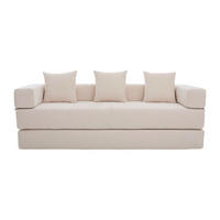 3-SITZER SOFA Chenille Beige mit Seitentaschen, Reißverschluss und rutschfester Unterseite - Beige, Holzwerkstoff/Textil (198/60/79cm) - WISHDOR