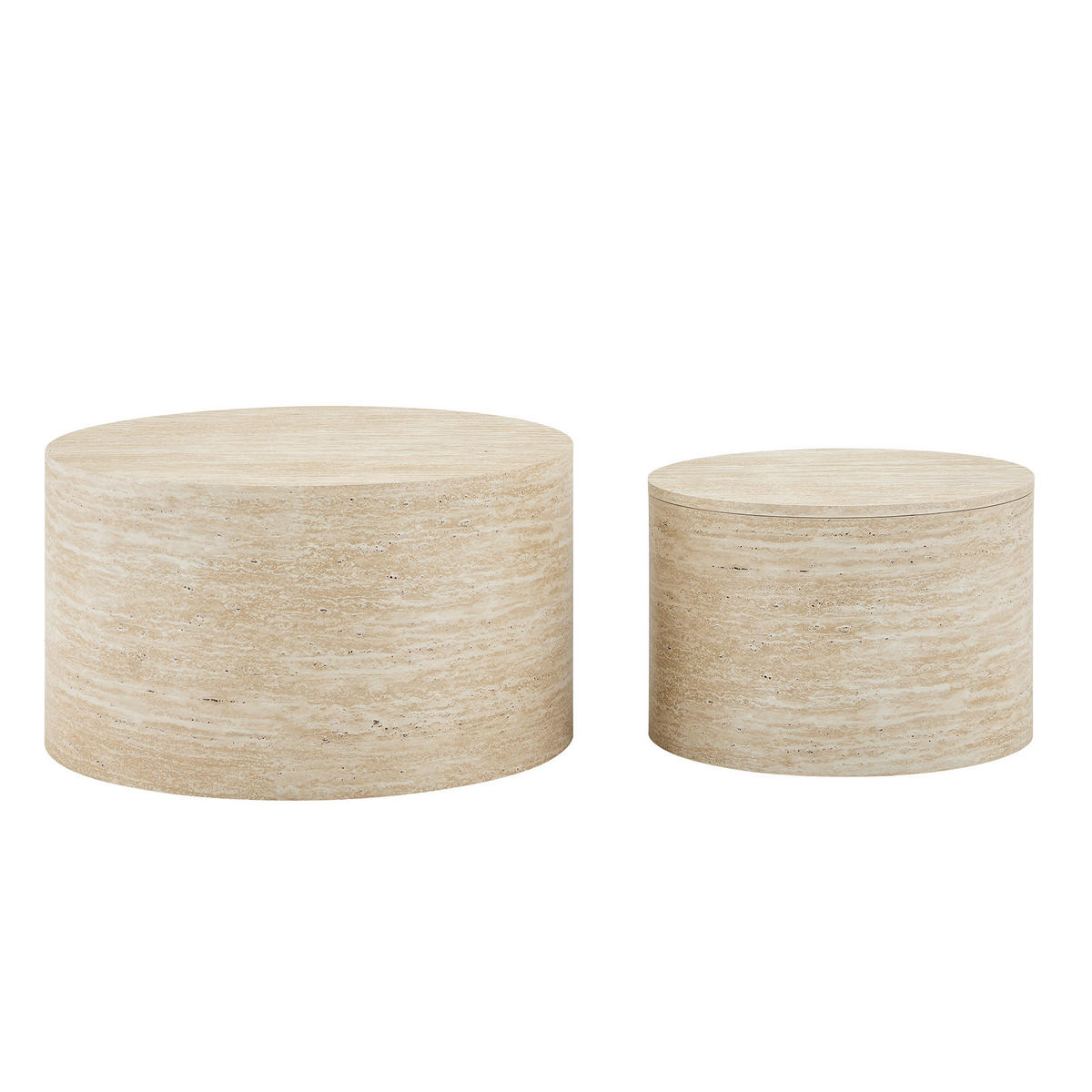 COUCHTISCH 2er-set Rund Holzoptik mit Stauraum & abnehmbarem Deckel - Naturfarben, Holzwerkstoff (62.8/62.8/35cm) - Urban Meuble