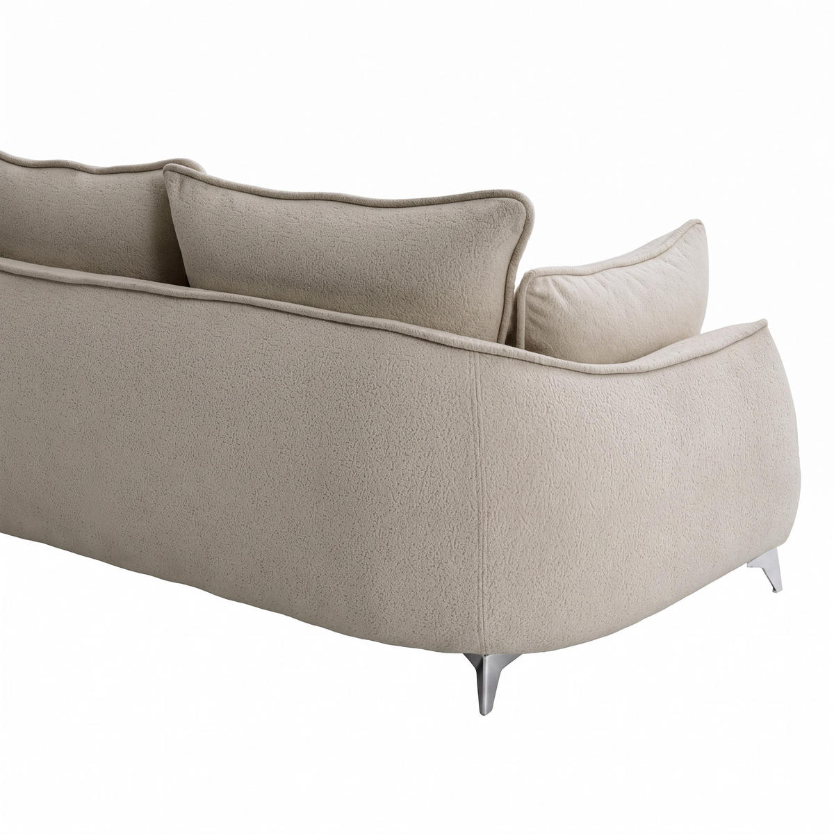 3-SITZER Sofa MELANI 252 cm Velours Beige - Chromfarben/Beige, Holz/Textil (252/90/88cm) - Muffo