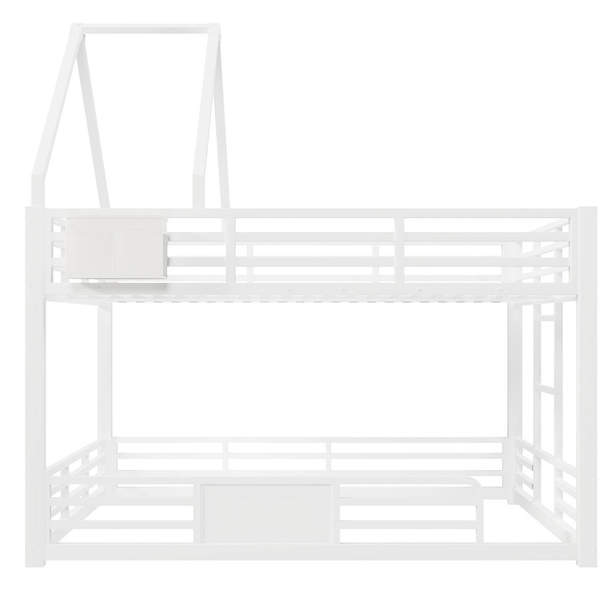 ETAGENBETT 140x200 cm mit LED-Beleuchtung, Hausbett-Design- Weiß - Weiß, Metall (140/200cm) - KOMHTOM