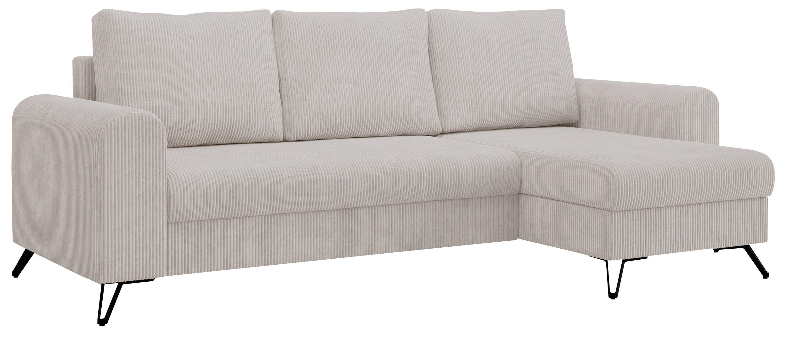ECKSOFA Hugo Cord Weiß - Schwarz/Weiß, Textil/Metall (242/140cm) - MKS