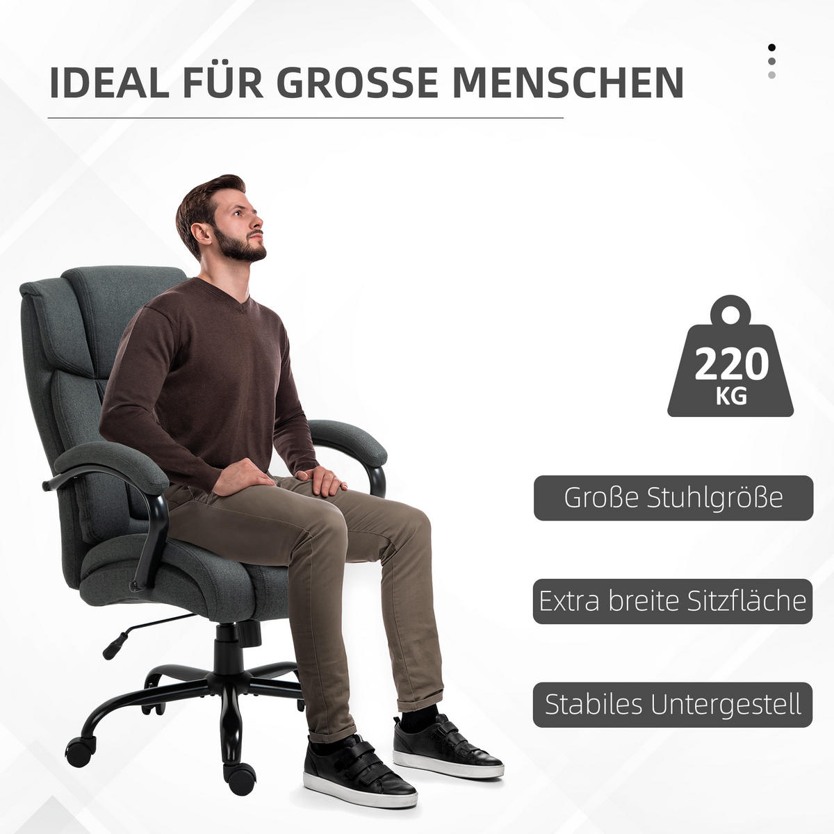 BÜROSTUHL, Ergonomischer Schreibtischstuhl, Drehstuhl mit gepolsterter Armlehne - Dunkelgrau/Schwarz, Textil/Metall (72.5/118/80cm) - Vinsetto