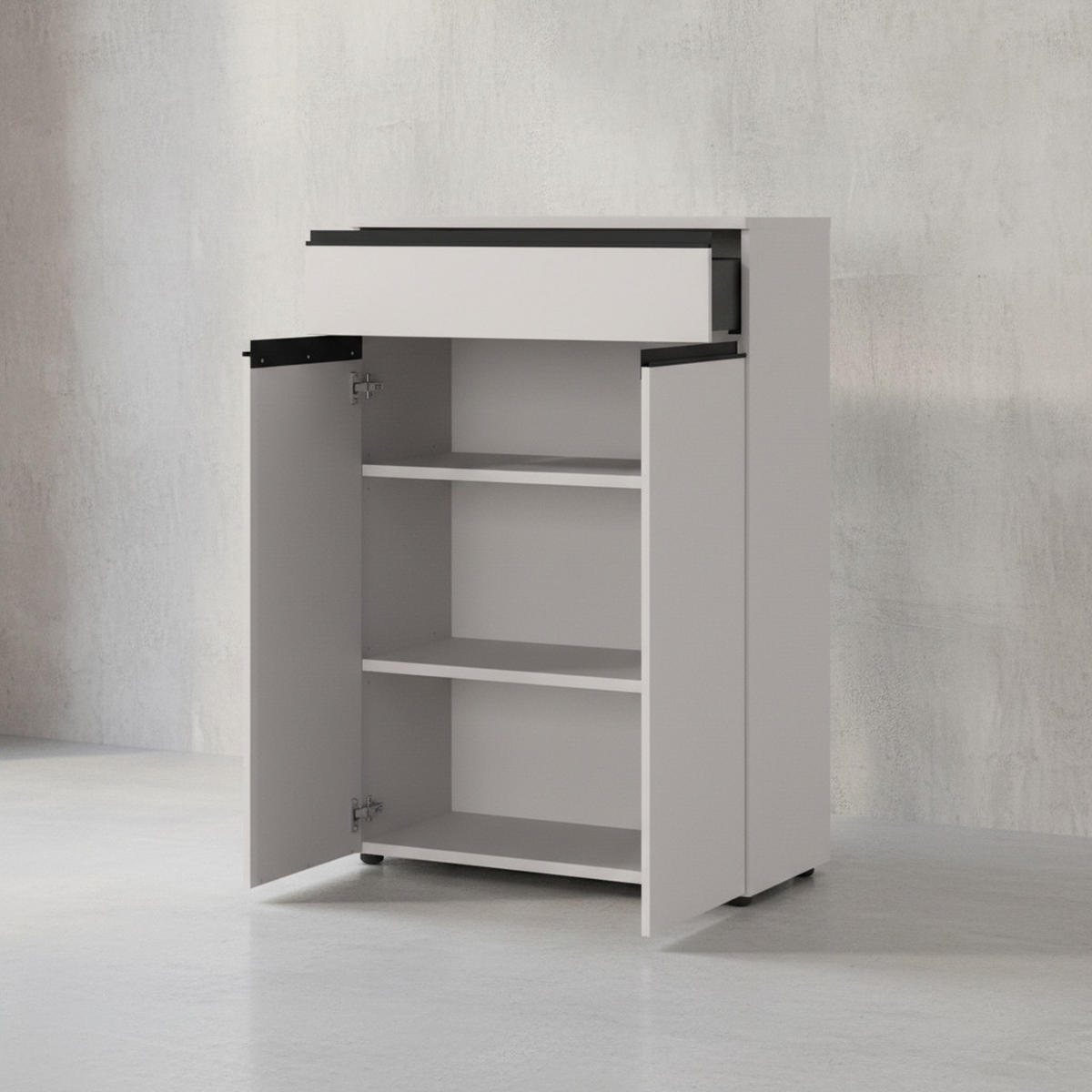 AKTENSCHRANK mit Schublade Soft-Close 81x120x40 cm Greige - Beige, Holzwerkstoff (81/120/40cm) - KADIMA DESIGN