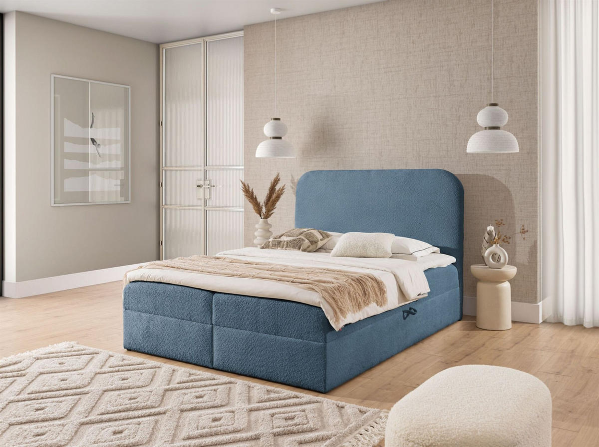 BOXBETT Amador Premium - Hellblau, Holzwerkstoff/Textil (180/200cm) - Fun Möbel