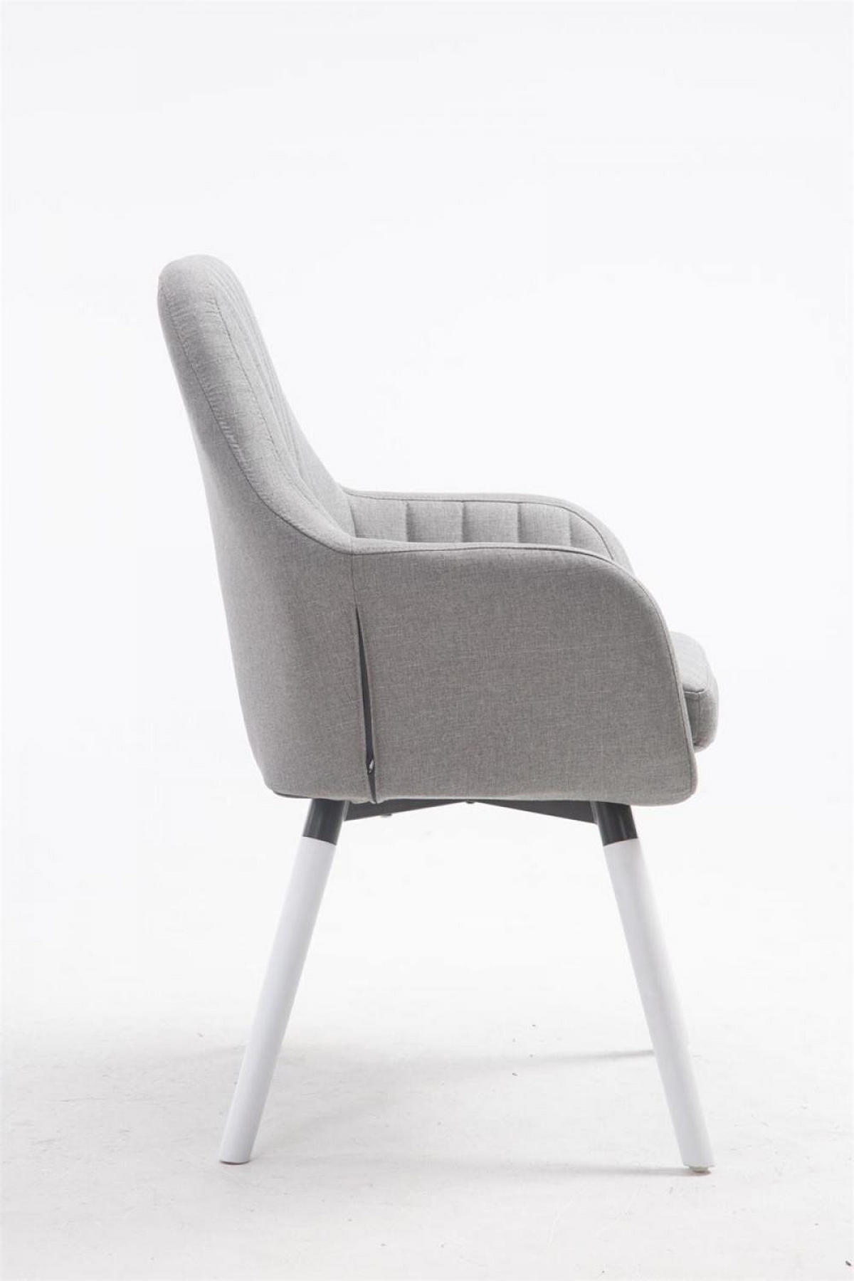 ARMLEHNENSTUHL Stoff grau - Weiß/Grau, Holz/Textil (67/93/58cm) - CLP