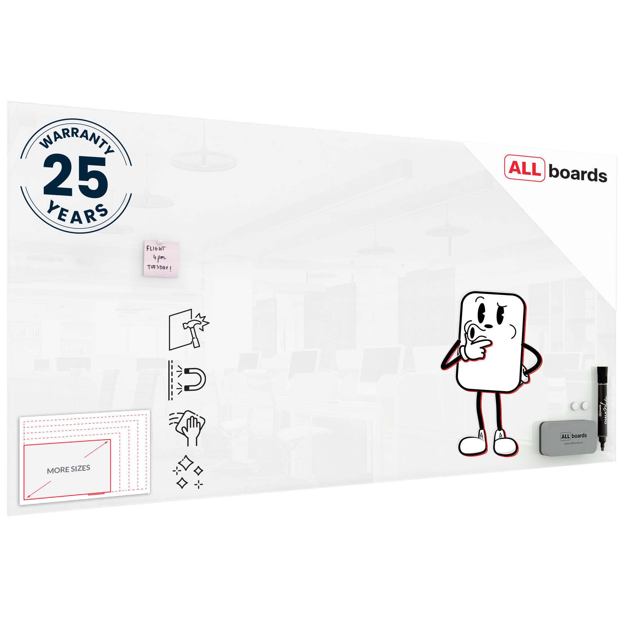GLASBOARD - Weiß CLASSIC WHITE 200x100 cm - Weiß, Glas (200/100/0.7cm) - ALLboards