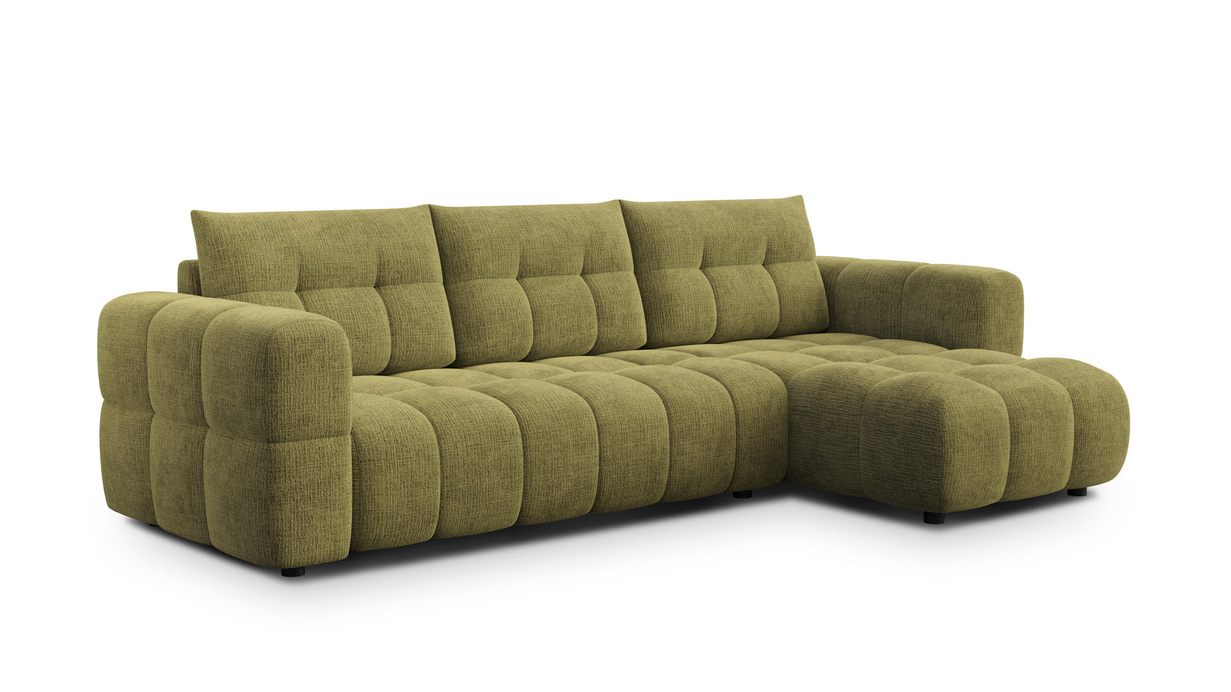 ECKSOFA CLOUDI 4-Sitzer rechts, olivgrün - Schwarz/Olivgrün, Holz/Textil (294/160cm) - Courtois Laville