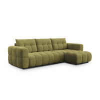 ECKSOFA CLOUDI 4-Sitzer rechts, olivgrün - Schwarz/Olivgrün, Holz/Textil (294/160cm) - Courtois Laville