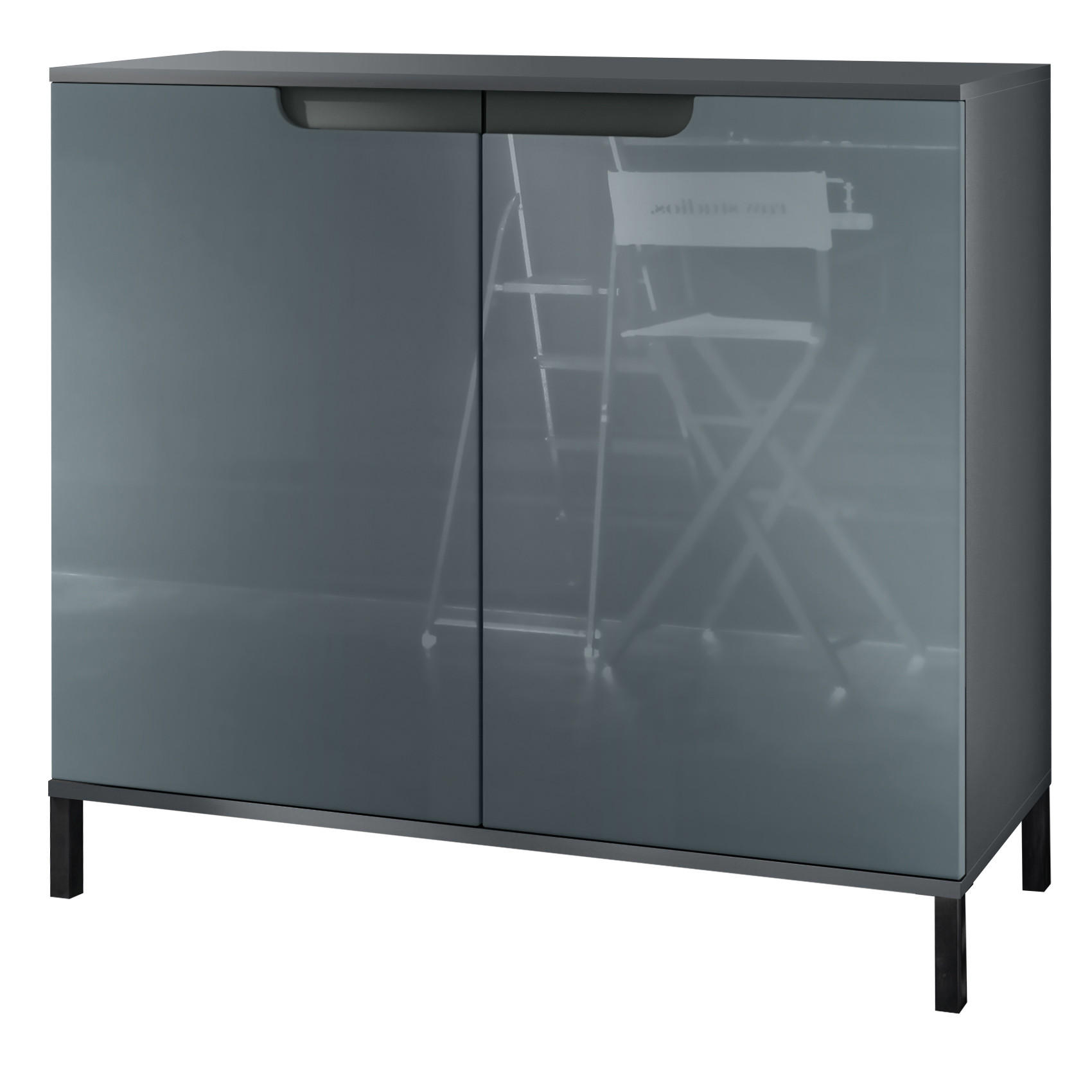 KOMMODE Sylt Grau Hochglanz - Grau, Holzwerkstoff (92.5/83.5/35cm) - Vladon