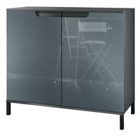 KOMMODE Sylt Grau Hochglanz - Grau, Holzwerkstoff (92.5/83.5/35cm) - Vladon