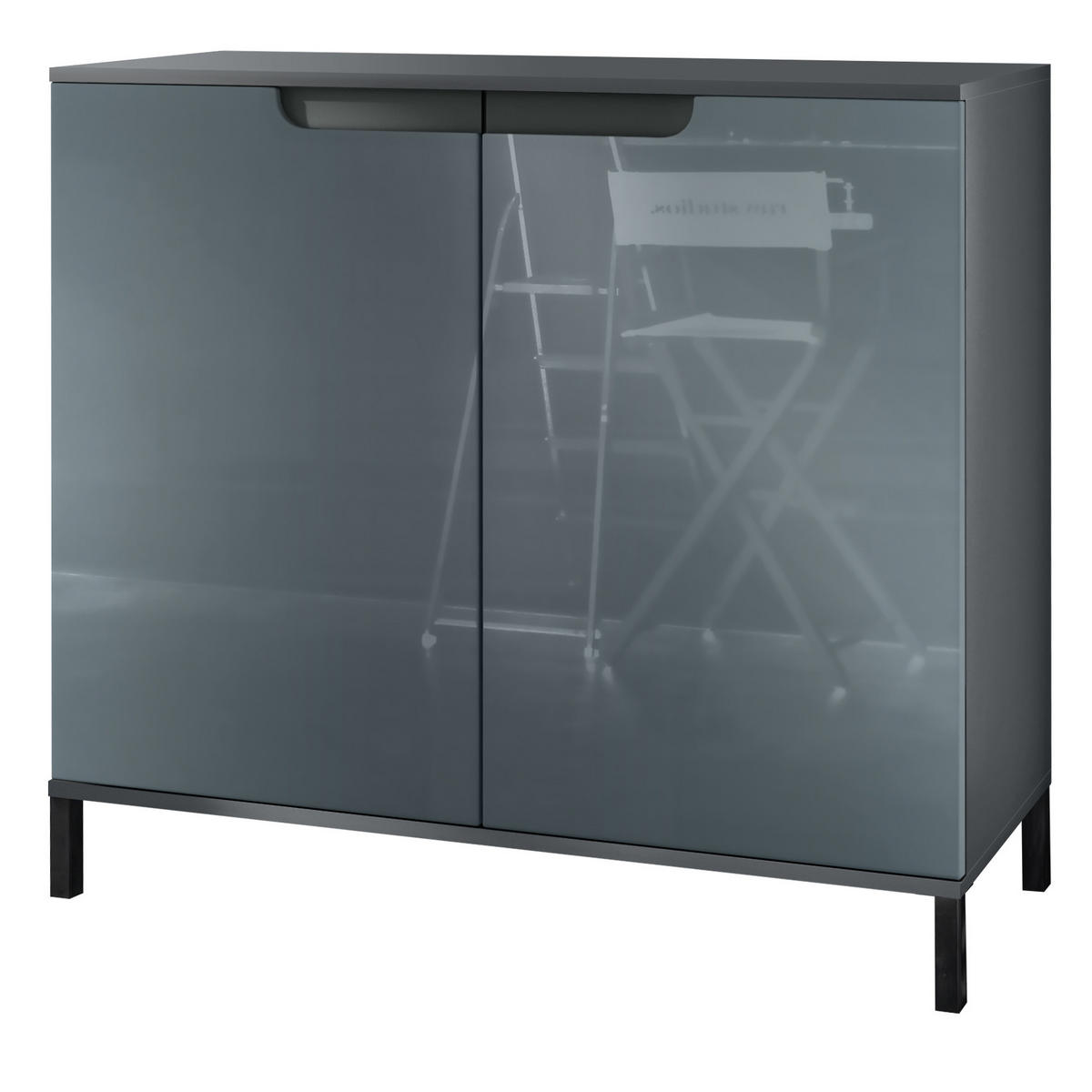 KOMMODE Sylt Grau Hochglanz - Grau, Holzwerkstoff (92.5/83.5/35cm) - Vladon
