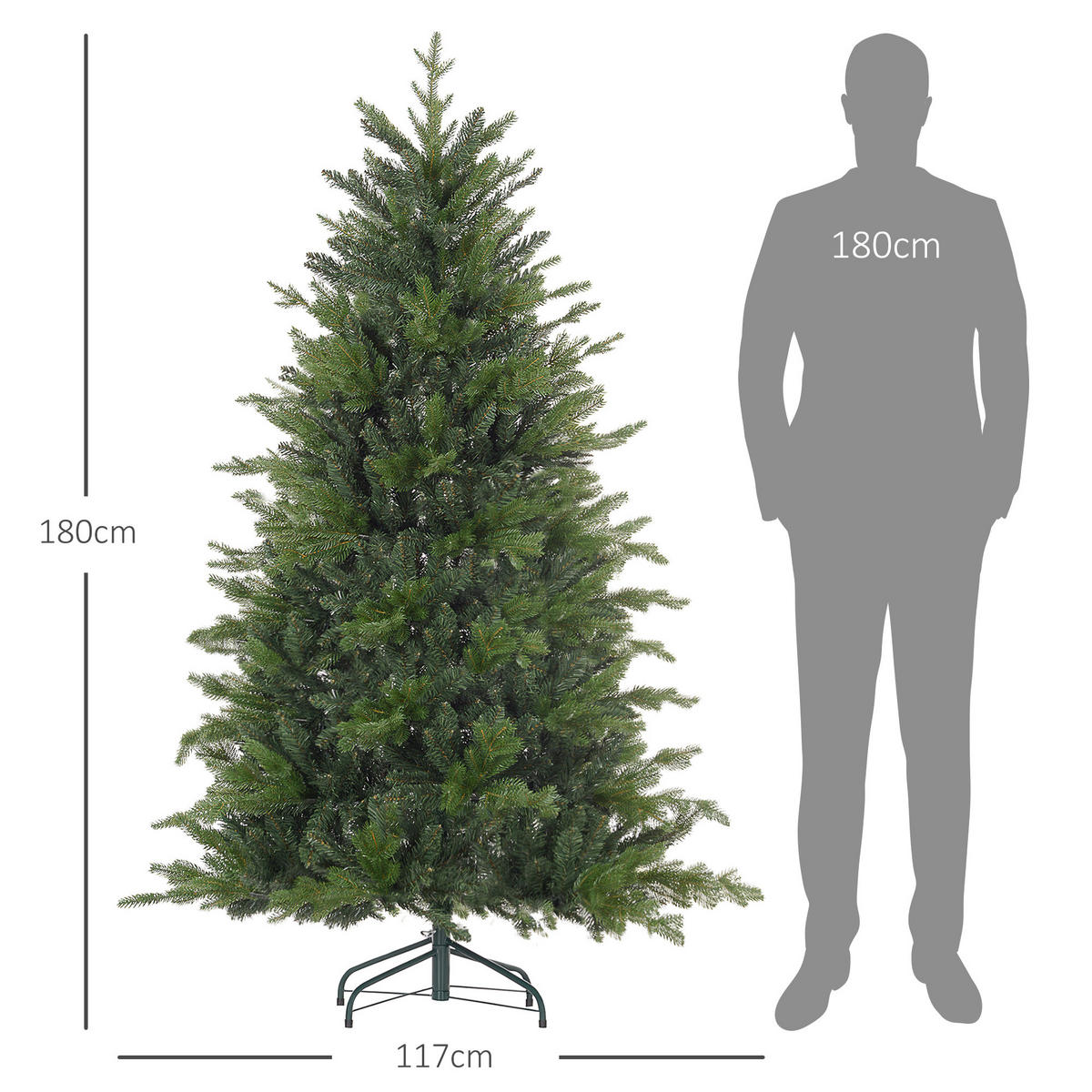 WEIHNACHTSBAUM DE-41593 1821 Spitzen, faltbarer Metallständer, 180 cm - Grün, Kunststoff (180cm) - ComfortXL