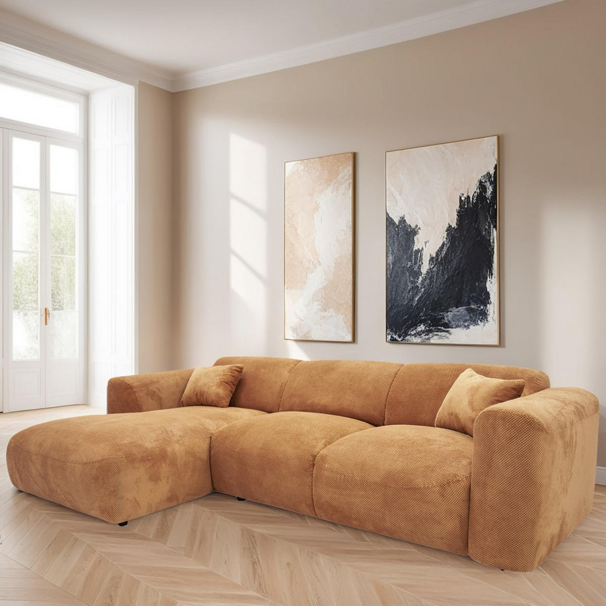 ECKSOFA POP mit Longchair, Terracotta - Terracotta, Textil (161/277cm) - Weber Industries