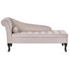 CHAISELONGUE Samtstoff hellbeige mit Bettkasten linksseitig Pessac - Beige/Schwarz, Textil (145/71/62cm) - Beliani