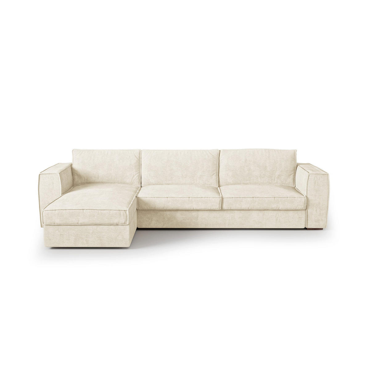 LINKSECK-SCHLAFSOFA MIKA Köpergewebe mit weichem Griff Creme 292cm - Creme, Textil (292/100cm) - Premium Interiors