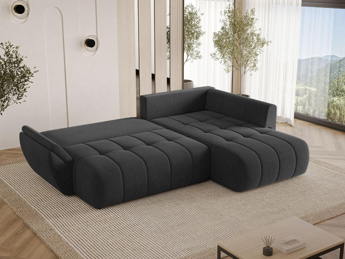 ECKSOFA Genoa Anthrazit - Anthrazit/Schwarz, Holz/Kunststoff (266/190cm) - Graingold