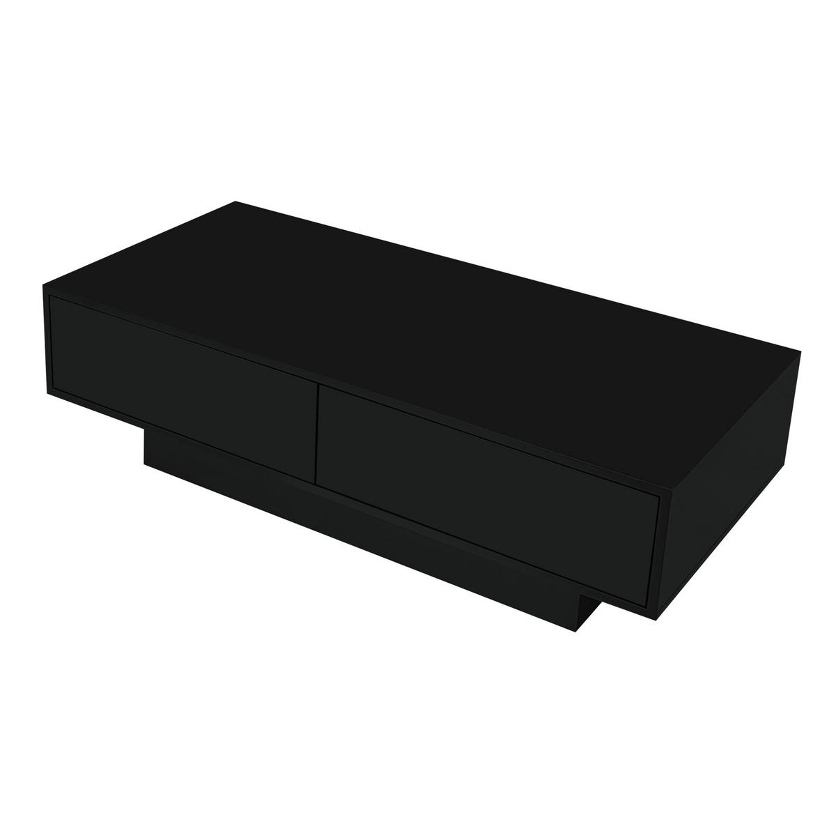 COUCHTISCH Schwarz Hochglanz mit 2 Schubladen und LED-Licht, 115/55/34 cm,Schwarz - Schwarz, Holzwerkstoff (55/115/34cm) - Redom