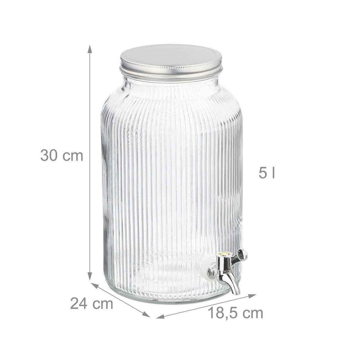 GETRÄNKESPENDER - Transparent, Glas/Kunststoff (5L) - Relaxdays