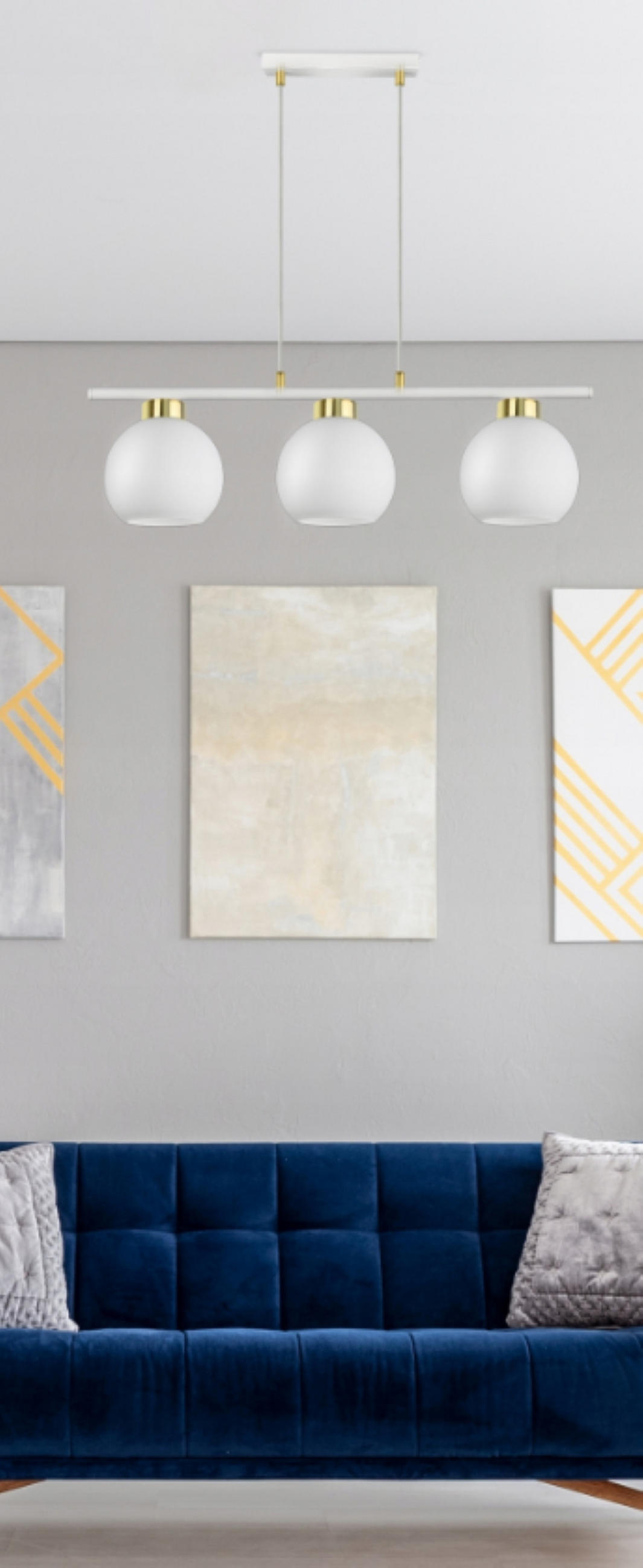 PENDELLEUCHTE GOLDGLAS - Goldfarben/Weiß, Glas/Metall (14/70/80cm) - kiki design