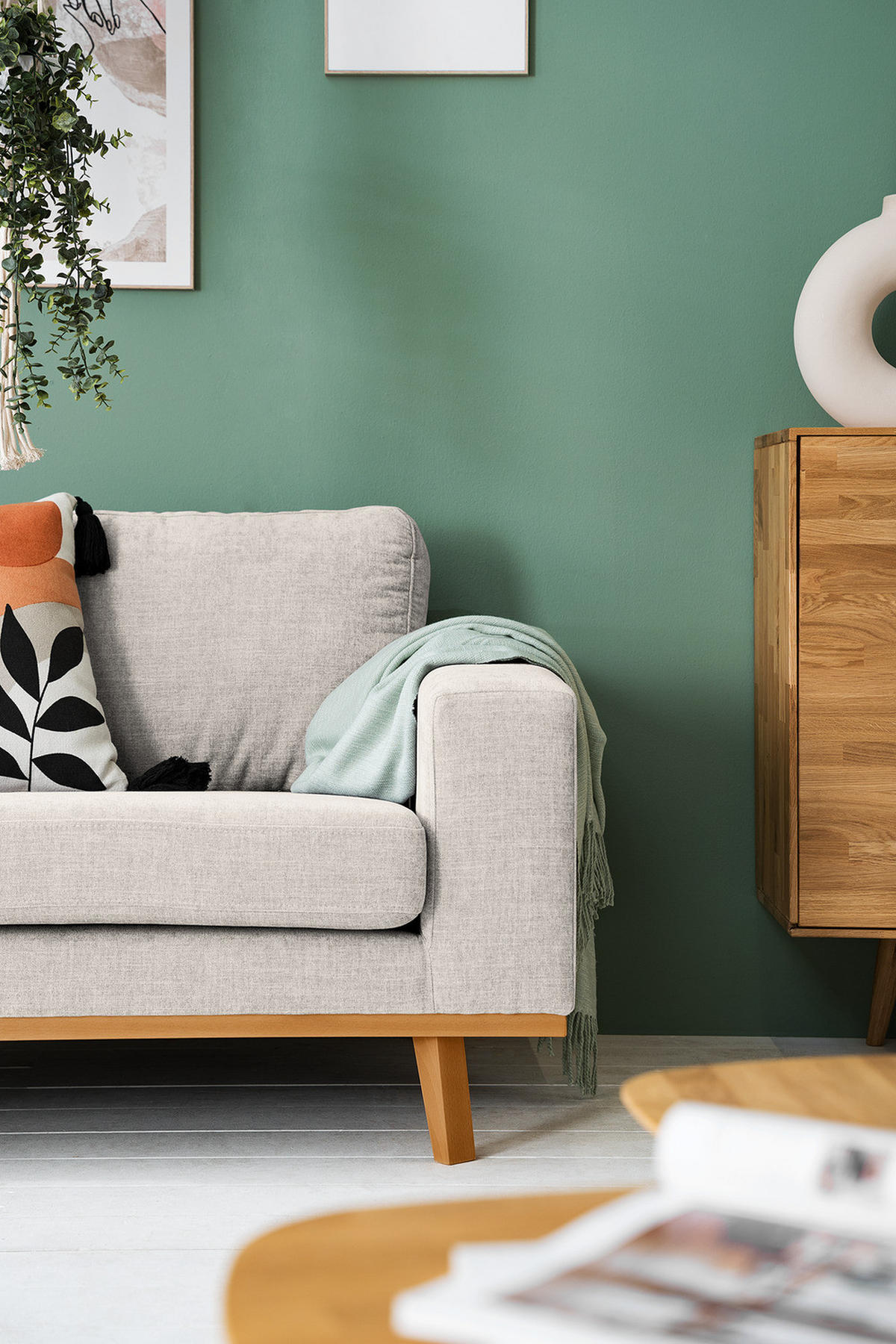 SESSEL - Buchefarben/Grau, Buchenholz/Textil (122/81/88cm) - home24