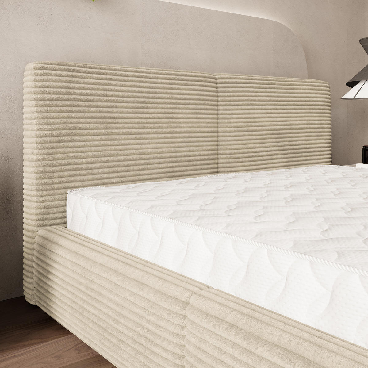 POLSTERBETT FELURO 140x200 cm mit Bettkästen - Creme - Creme, Holz (140/200cm) - MASSENO