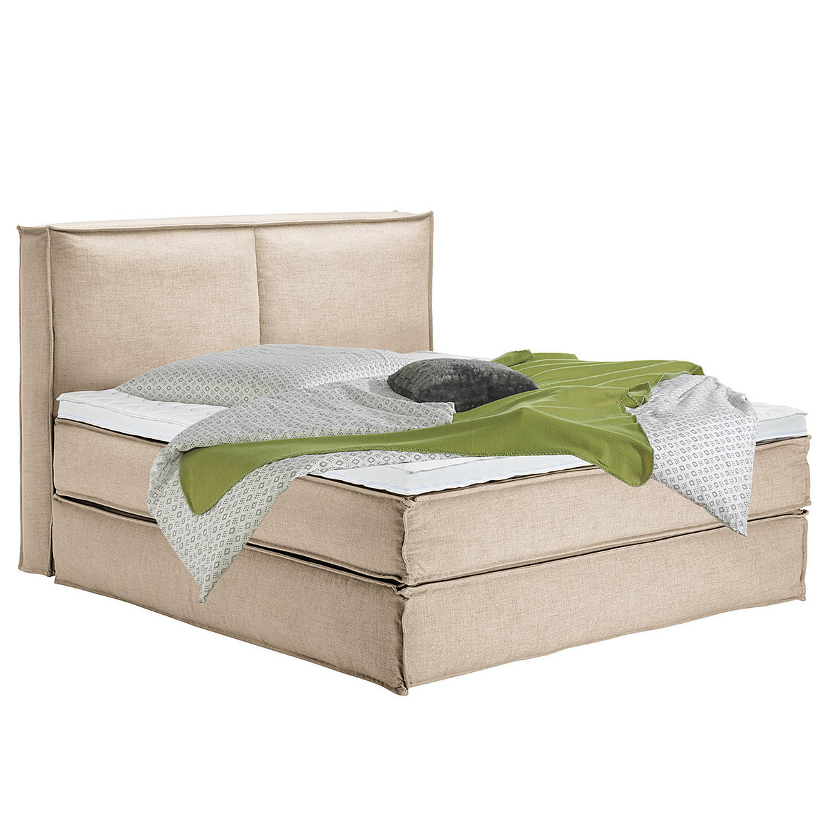 BOXSPRINGBETT mit Kopfteil - Premium - Beige, Textil (180/220cm) - home24
