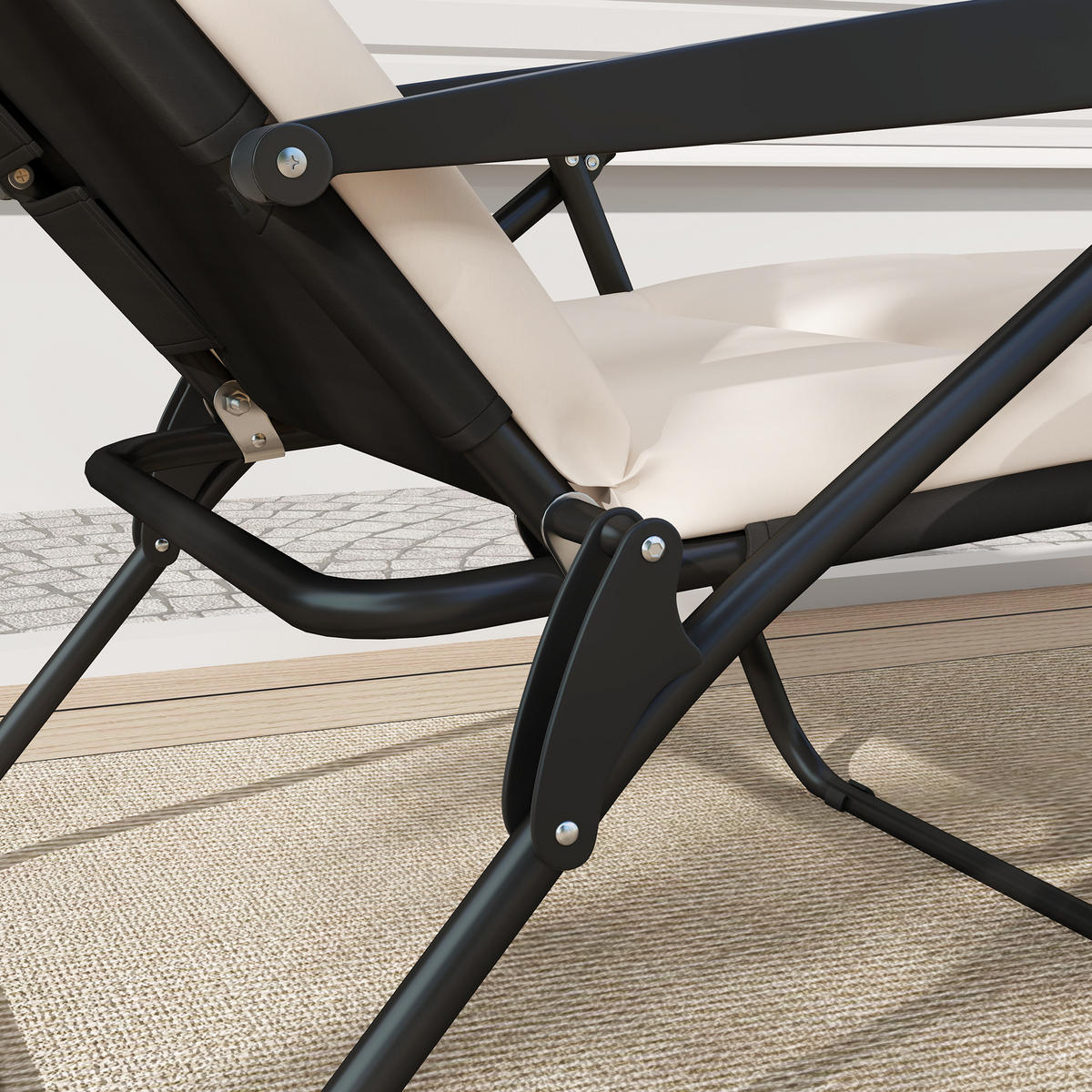 SONNENLIEGE DE-15653 153 cm, 6 Positionen, mit Matratze Creme - Creme, Metall (58.5/89/153cm) - ComfortXL