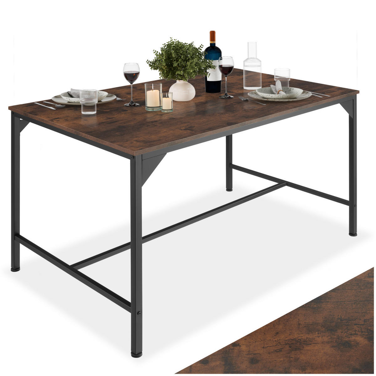 ESSTISCH Belfast,120 x 75 x 75 cm,Industrial Holz dunkel, rustikal - Rostfarben, Holz (120/75/75cm) - tectake