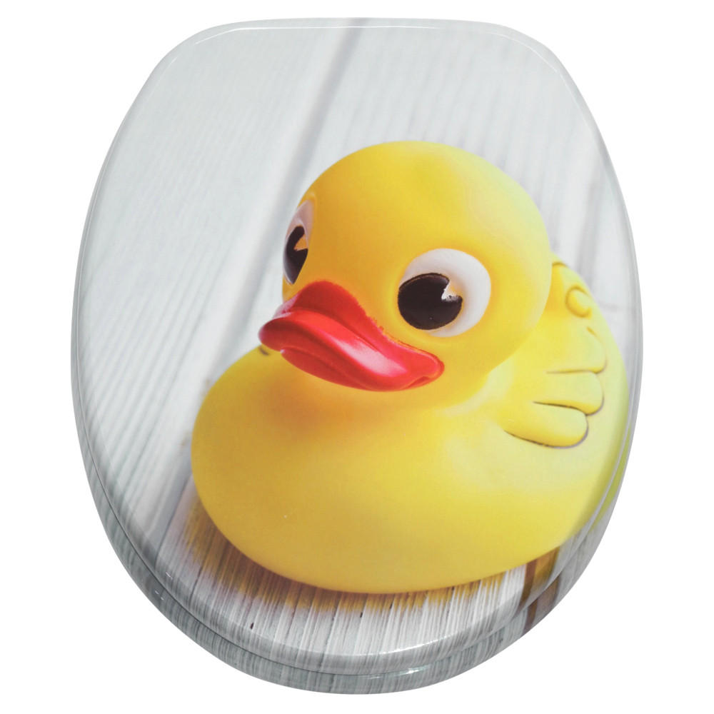 WC-SITZ Absenkautomatik Quietscheente - Gelb, Holzwerkstoff (38/6/47cm) - Sanilo