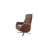 RELAXSESSEL SARI Braun Leder - Schwarz/Braun, Leder/Metall (77/108/89cm) - KAWOLA
