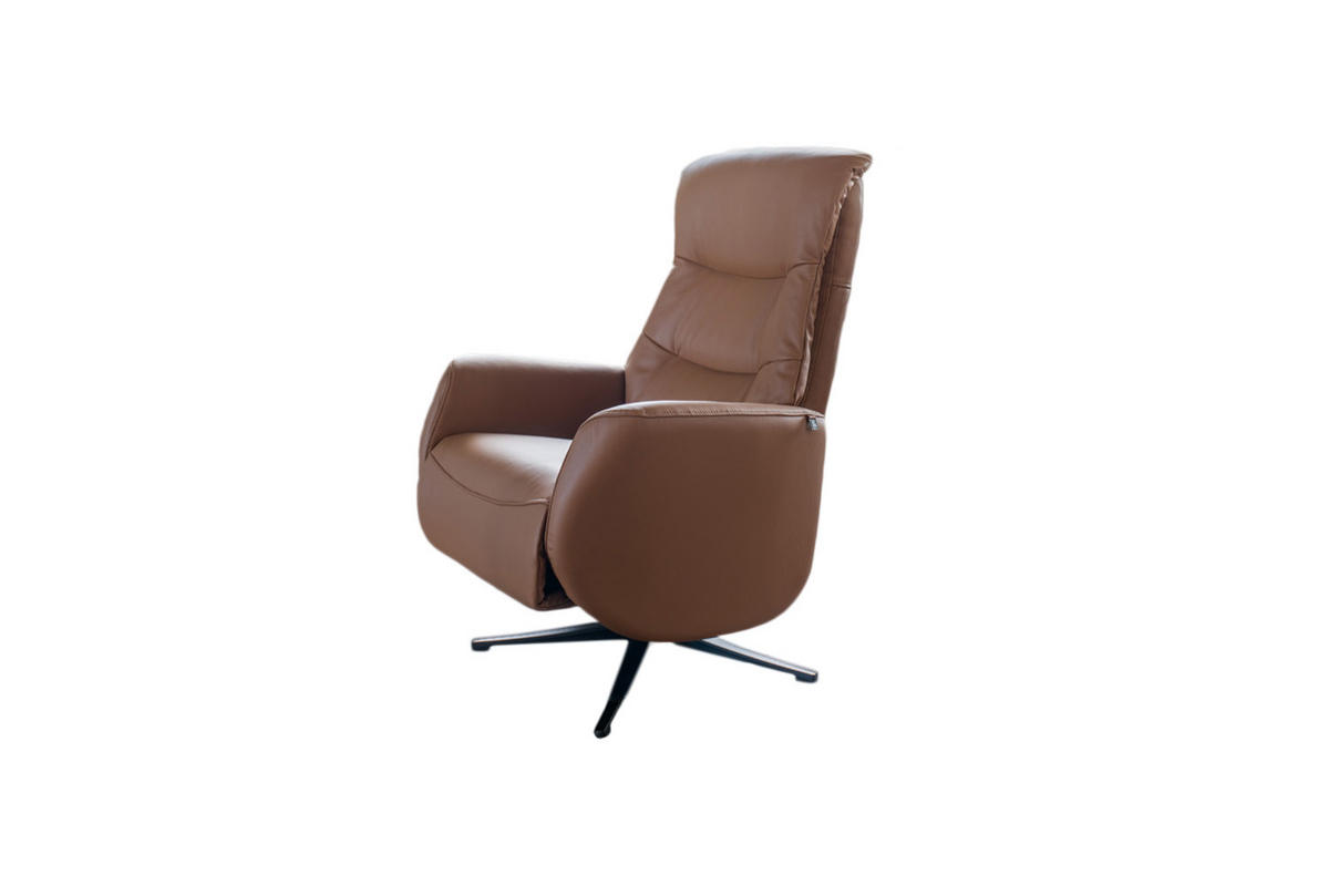 RELAXSESSEL SARI Braun Leder - Schwarz/Braun, Leder/Metall (77/108/89cm) - KAWOLA
